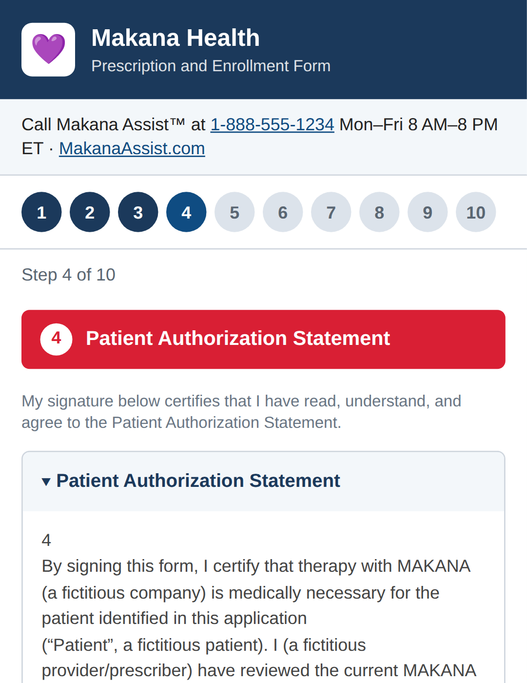 The DocJS mobile wizard guiding a patient through an enrollment form step by step